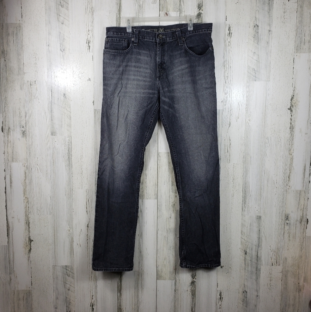 Mens roebuck and co gray, black slim straight jeans size 36X34